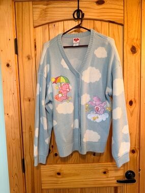 Hot Topic Light Blue Cloud Care Bears Cardigan